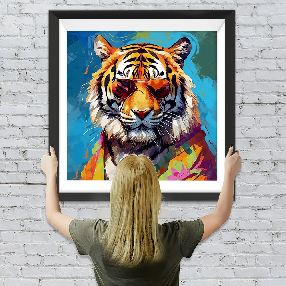 Tiger trägt eine stylische Sonnenbrille Diamond Painting