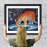 Tiger trinkt Wasser Diamond Painting
