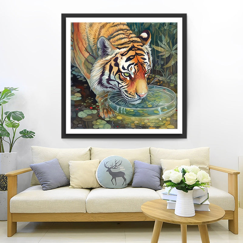 Tiger Trinkwasser Diamond Painting
