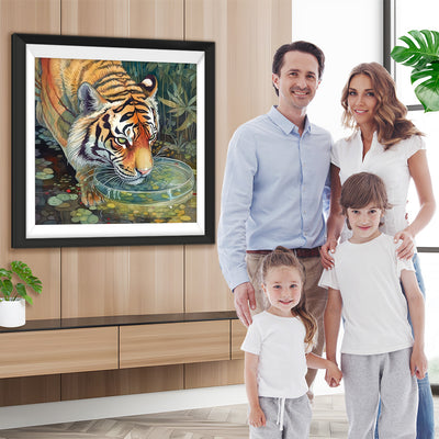 Tiger Trinkwasser Diamond Painting