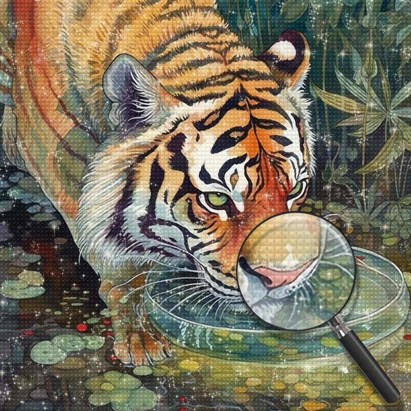 Tiger Trinkwasser Diamond Painting