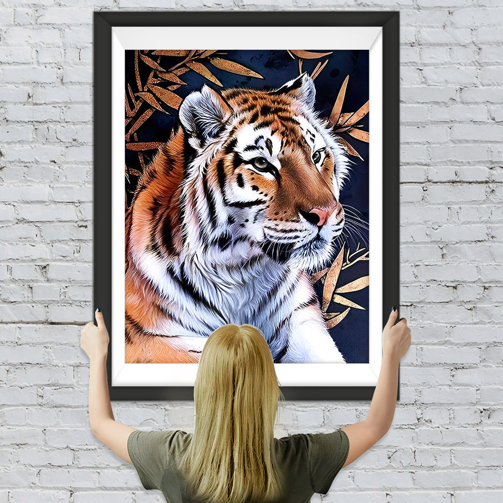 Tiger und Bambusblätter Diamond Painting