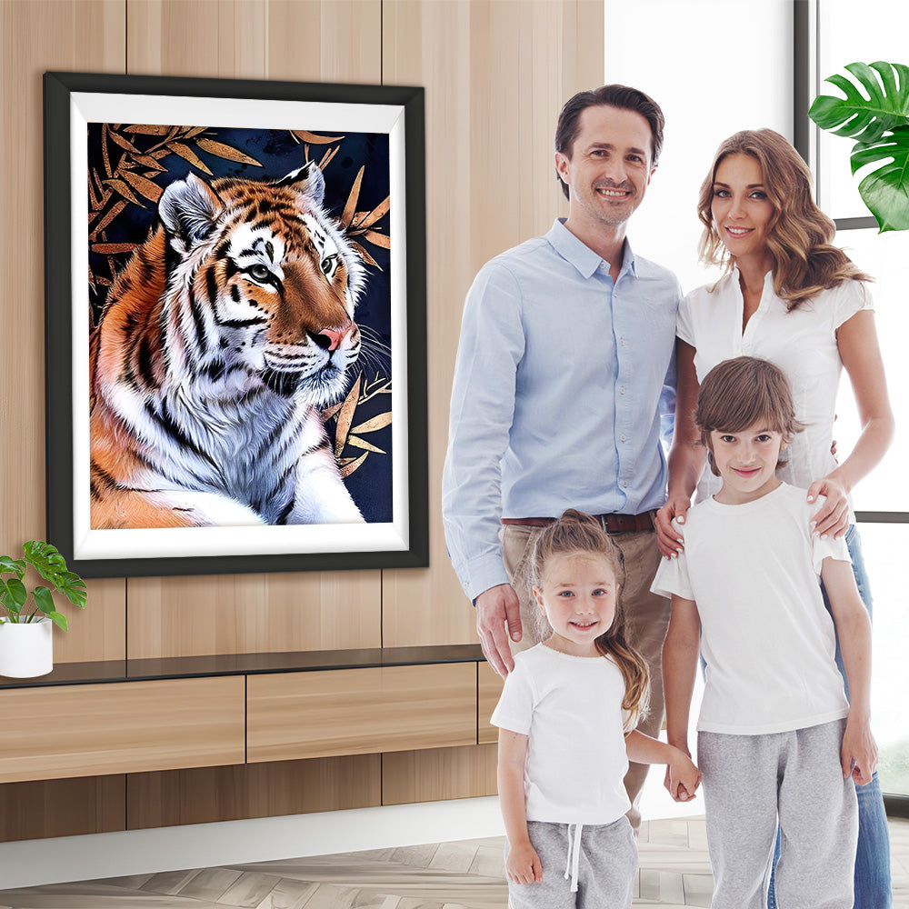 Tiger und Bambusblätter Diamond Painting