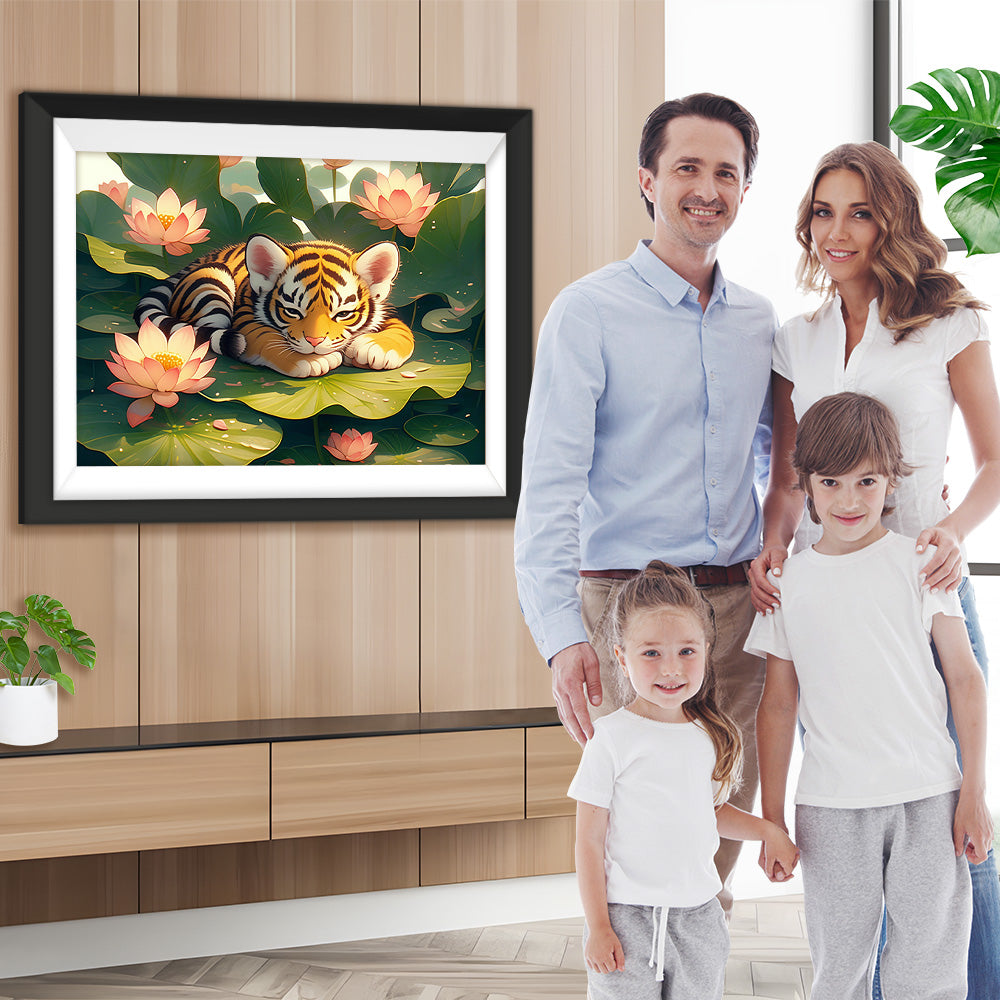 Tiger und Lotus Diamond Painting