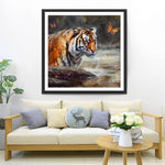 Tiger und Schmetterling im Wasser Diamond Painting