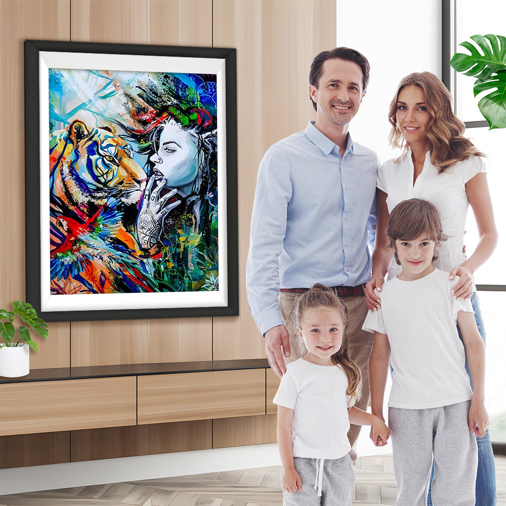 Tiger und schöne Frau Diamond Painting