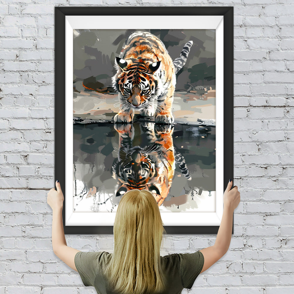 Tiger und Spiegelung im Wasser Diamond Painting