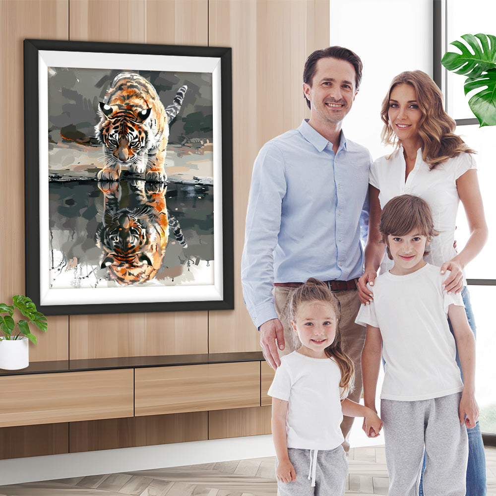 Tiger und Spiegelung im Wasser Diamond Painting