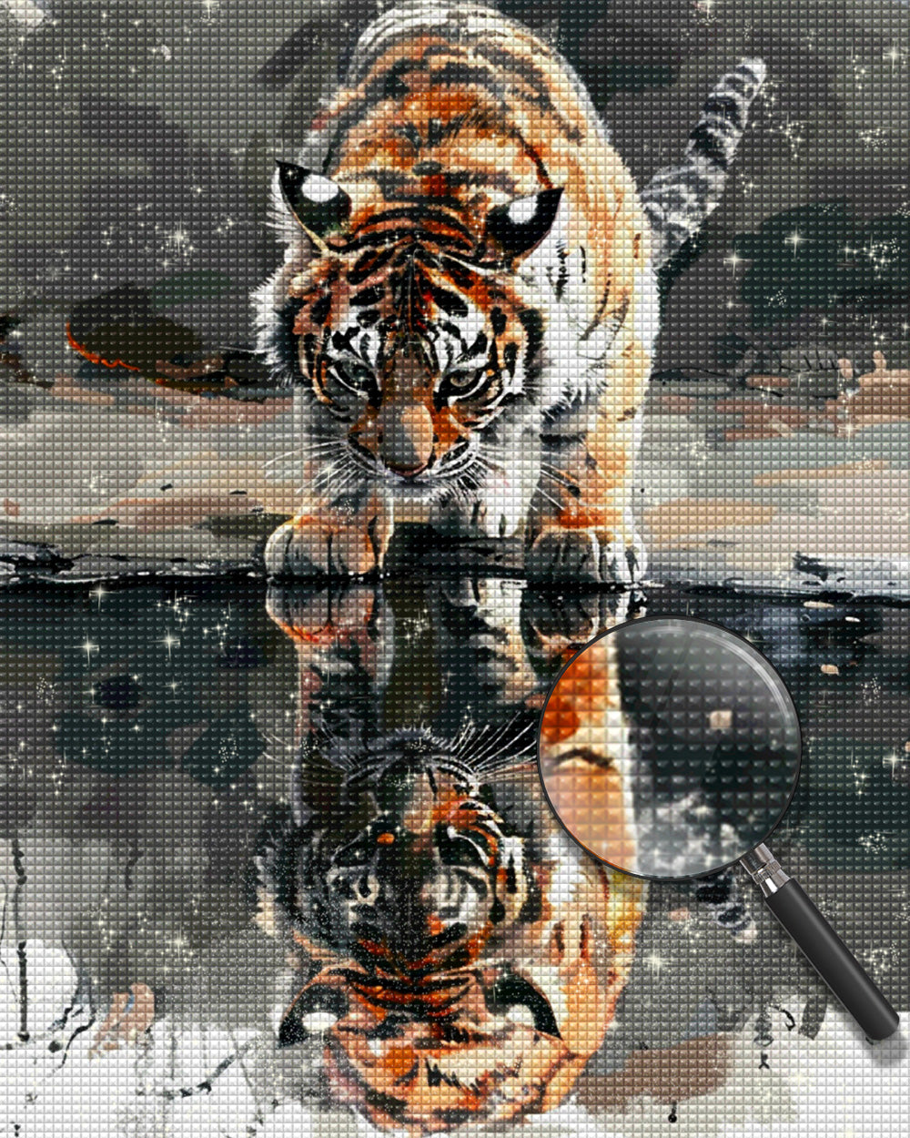 Tiger und Spiegelung im Wasser Diamond Painting