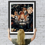Tiger versteckt in den Blumen Diamond Painting