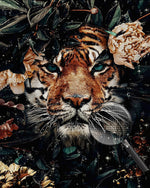 Tiger versteckt in den Blumen Diamond Painting