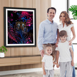 Tiger versteckt in den roten Blättern Diamond Painting