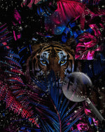 Tiger versteckt in den roten Blättern Diamond Painting