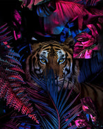 Tiger versteckt in den roten Blättern Diamond Painting
