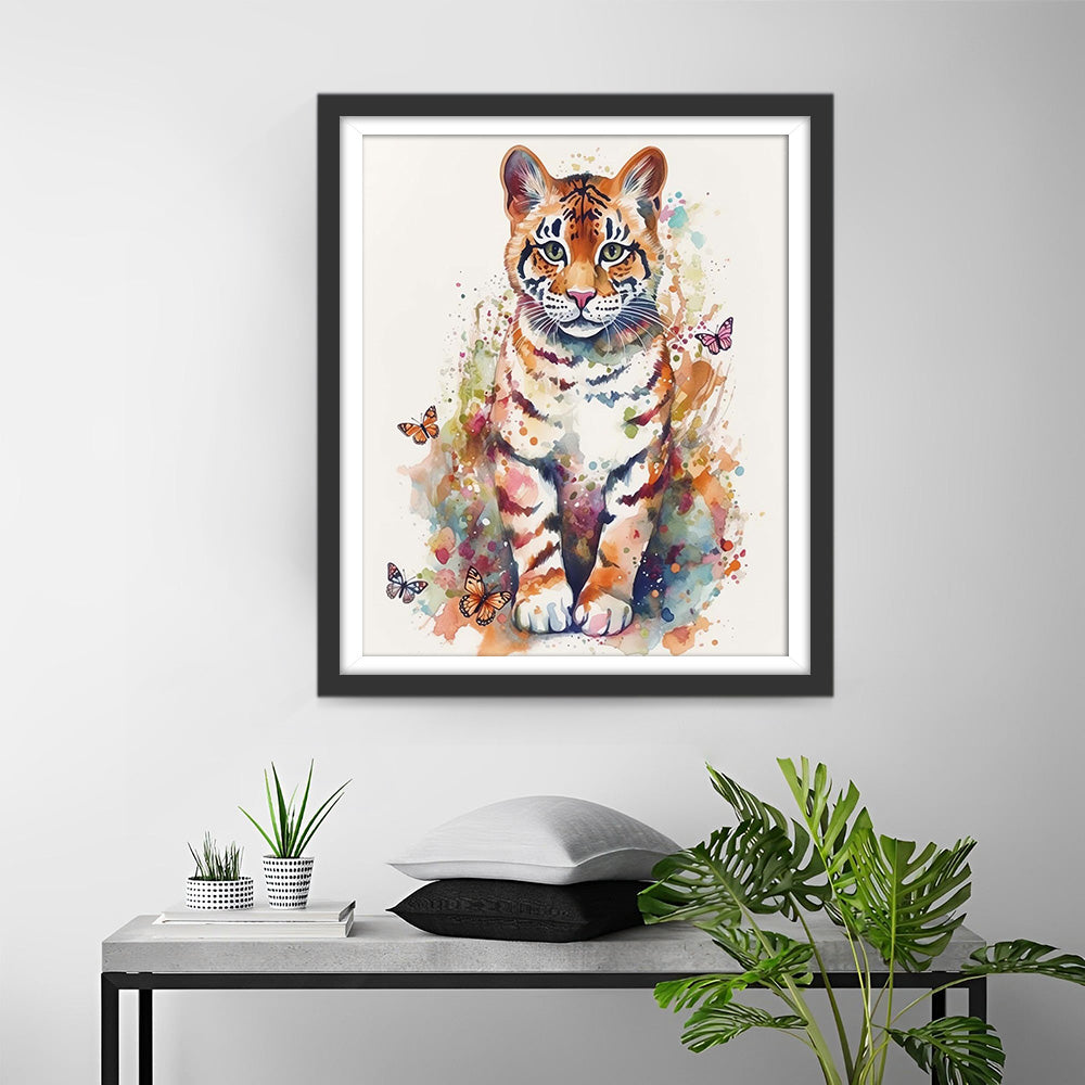 Tigerbaby und Schmetterlinge Diamond Painting