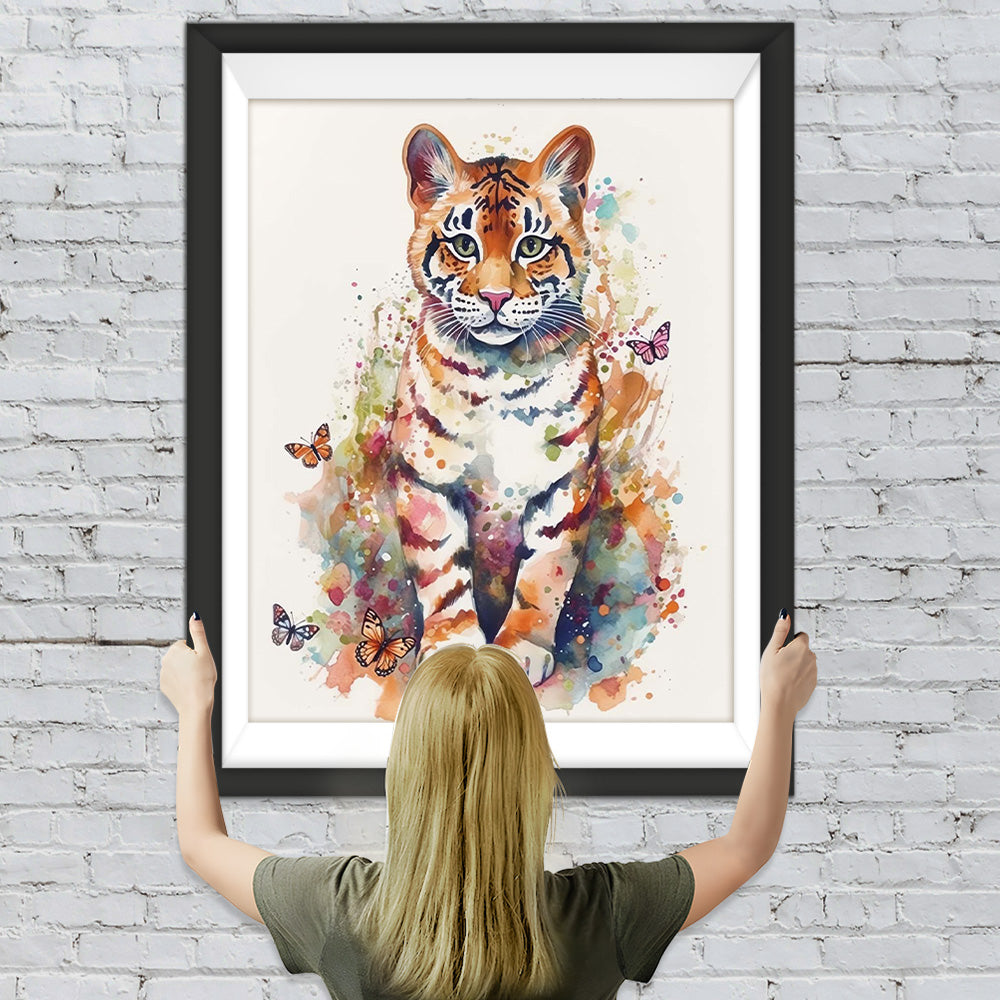 Tigerbaby und Schmetterlinge Diamond Painting