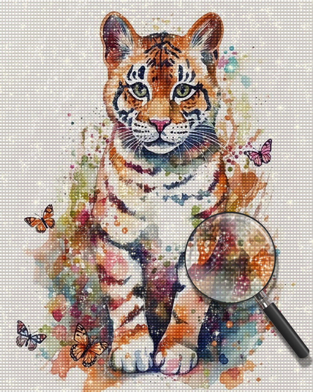 Tigerbaby und Schmetterlinge Diamond Painting