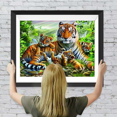 Tigerfamilie im Dschungel Diamond Painting