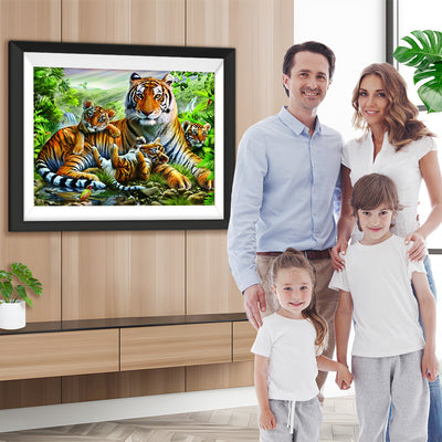 Tigerfamilie im Dschungel Diamond Painting