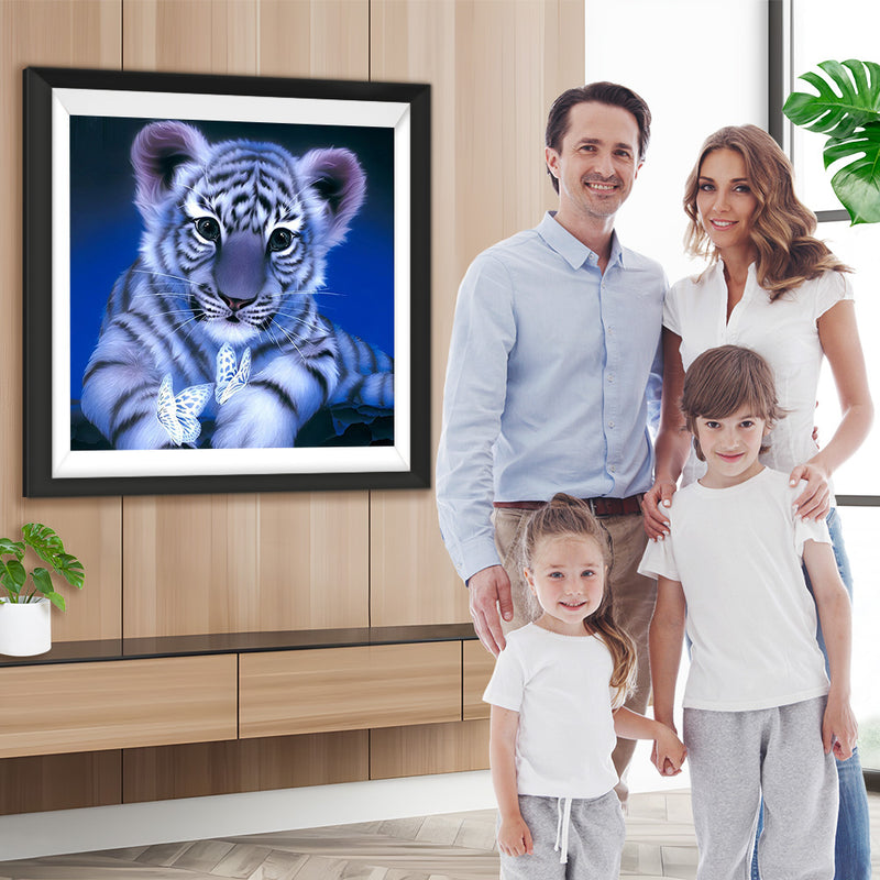 Tigerjunges und Schmetterlinge Diamond Painting