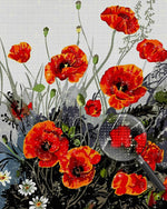 Tinte Stil Rote Mohnblumen Diamond Painting