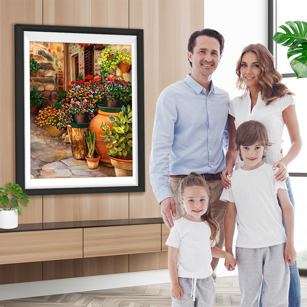 Topfpflanze außerhalb des Hauses Diamond Painting