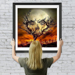Totenkopf Baum Mond Diamond Painting