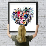 Totenkopf Herz Blumen Diamond Painting
