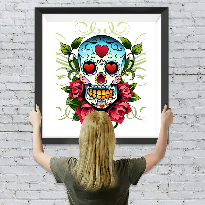 Totenkopf Herz Rosen Diamond Painting