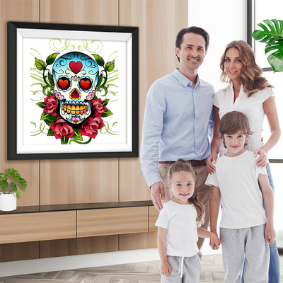 Totenkopf Herz Rosen Diamond Painting