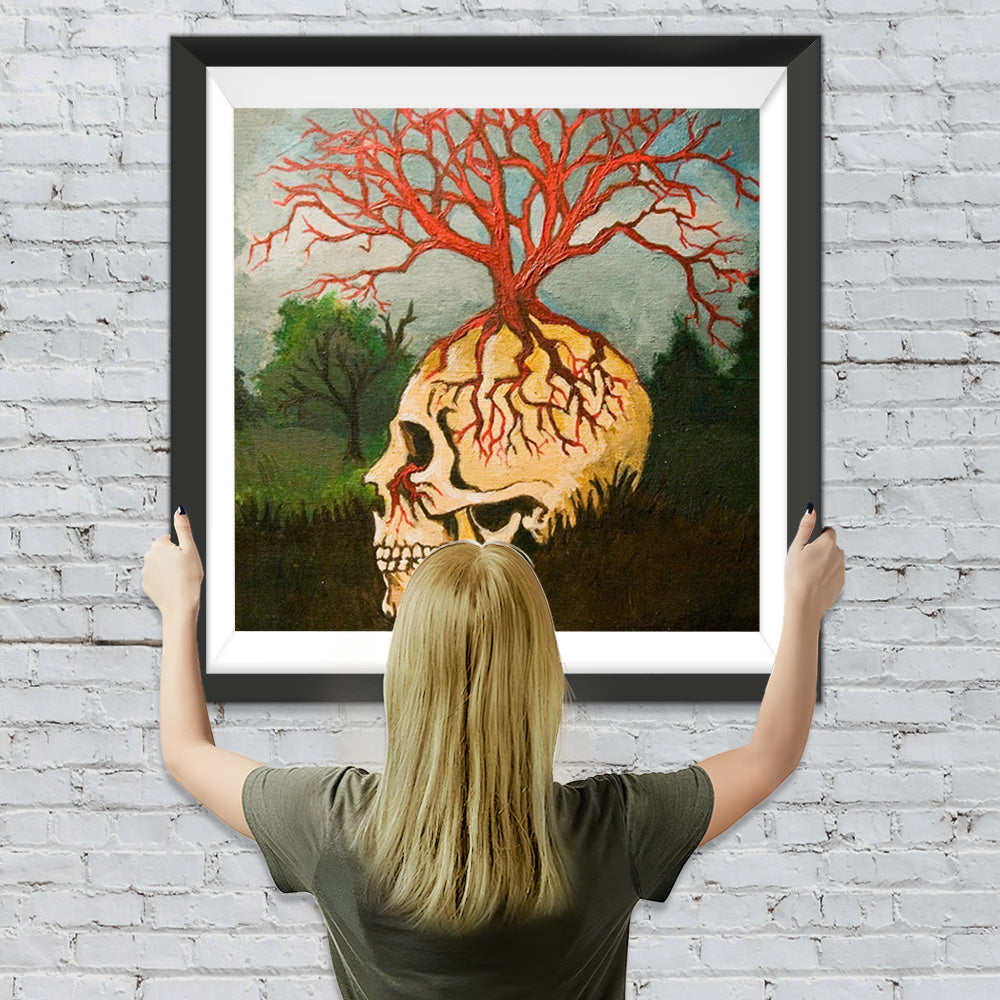 Totenkopf mit Ast Diamond Painting