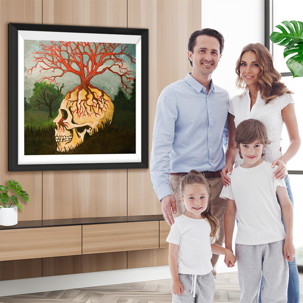 Totenkopf mit Ast Diamond Painting