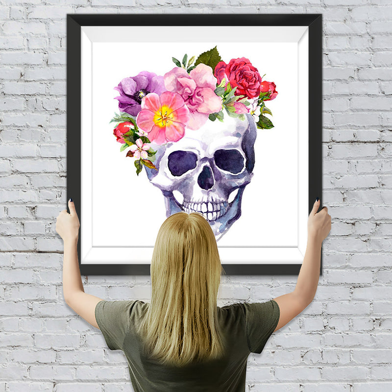 Totenkopf mit Blumen auf dem Kopf Diamond Painting