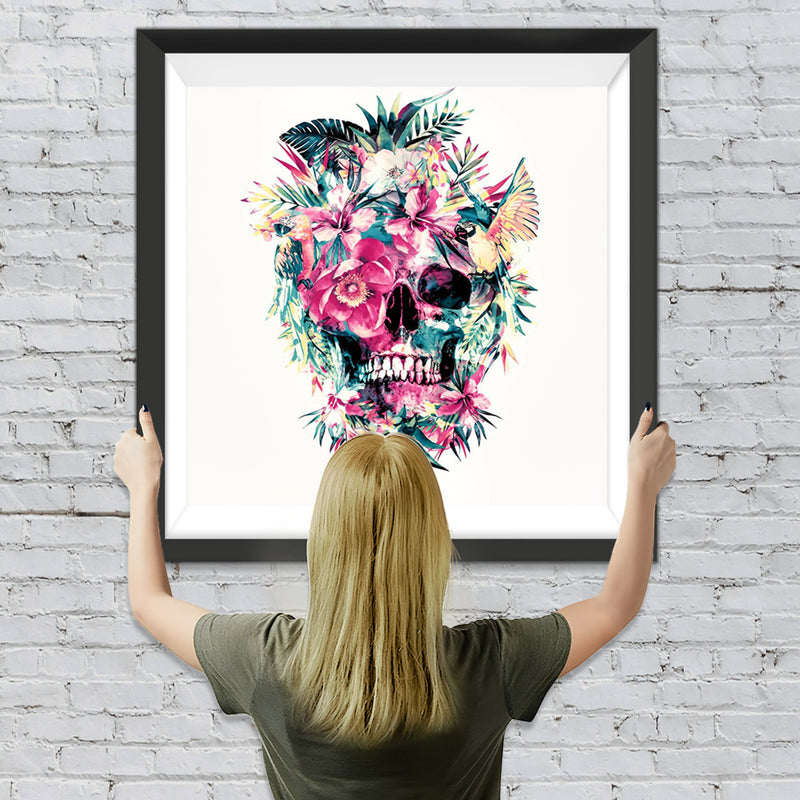 Totenkopf mit Blumen Diamond Painting