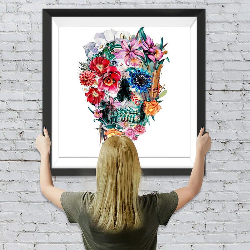 Totenkopf mit Blumen Diamond Painting