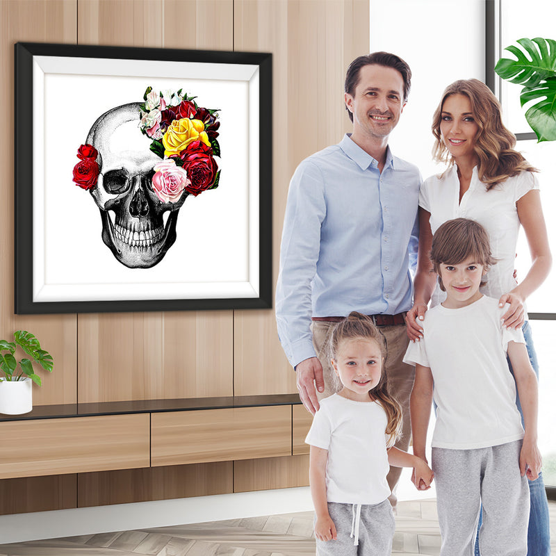 Totenkopf mit bunten Blumen Diamond Painting