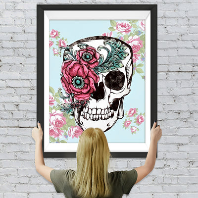 Totenkopf Mohnblumen Rosen Diamond Painting