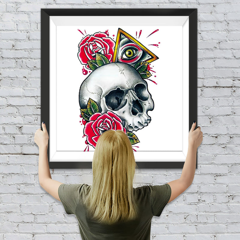 Totenkopf Rosen Auge Diamond Painting