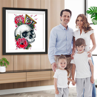 Totenkopf Rosen Auge Diamond Painting