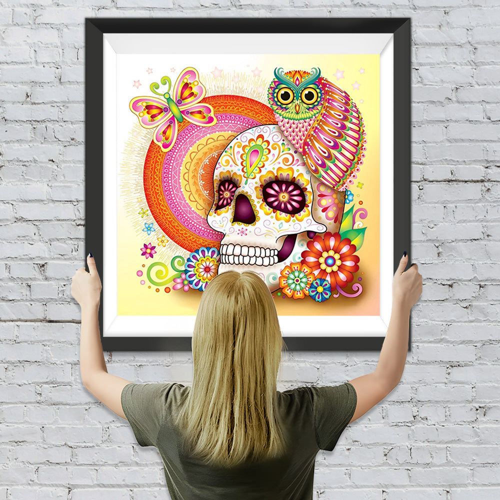 Totenkopf und Eule Diamond Painting