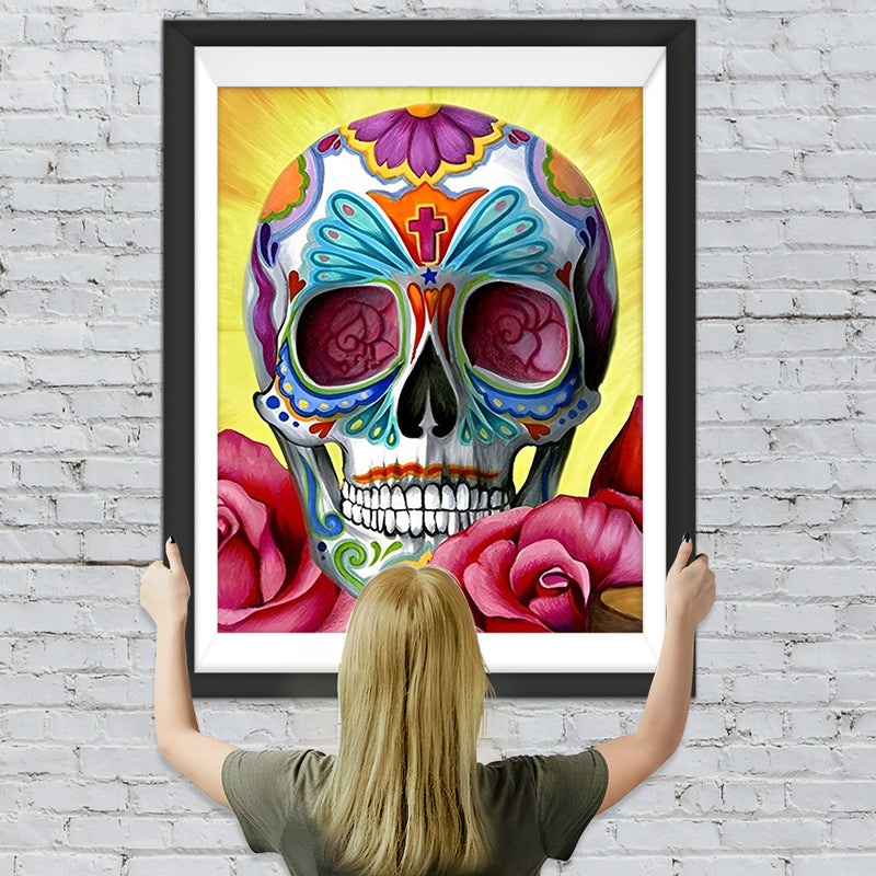 Totenkopf und Rosen Diamond Painting