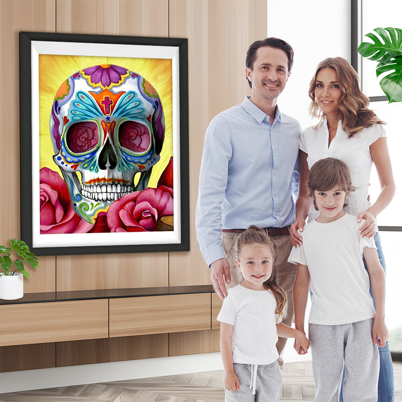 Totenkopf und Rosen Diamond Painting