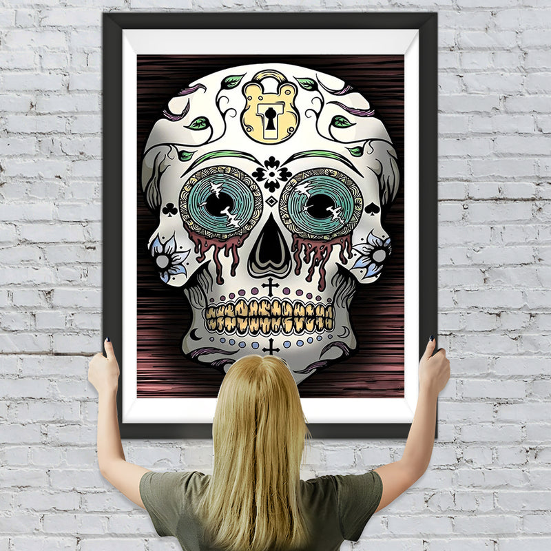 Totenkopf und Schloss Diamond Painting