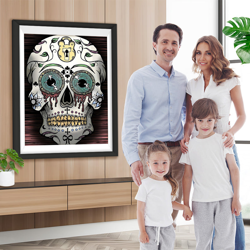 Totenkopf und Schloss Diamond Painting