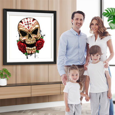 Totenkopf und zwei Rosen Diamond Painting