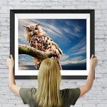 Toter Baum, Eule und blauer Himmel Diamond Painting