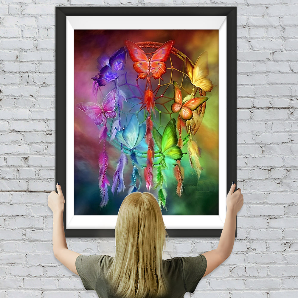 Traumfänger mit bunten Schmetterlingen Diamond Painting