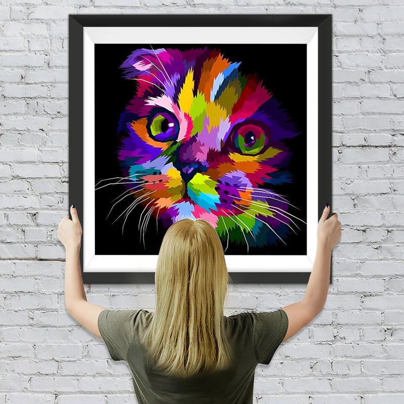 Traurige bunte Katze Diamond Painting