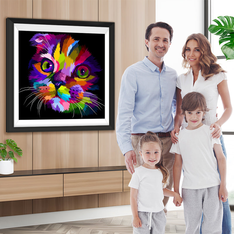 Traurige bunte Katze Diamond Painting