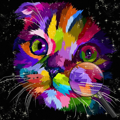 Traurige bunte Katze Diamond Painting